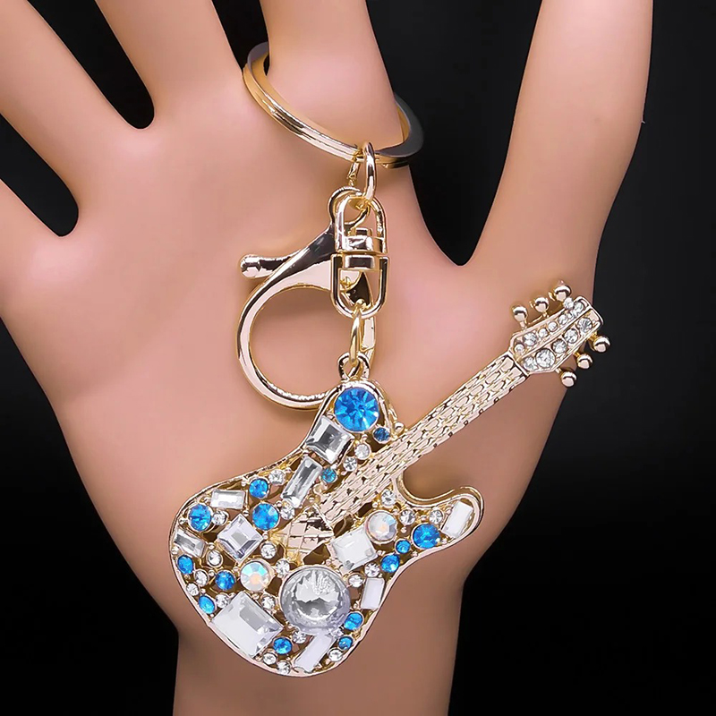Portachiavi Chitarra Elettrica Strass - 3 colori a scelta - colore blu