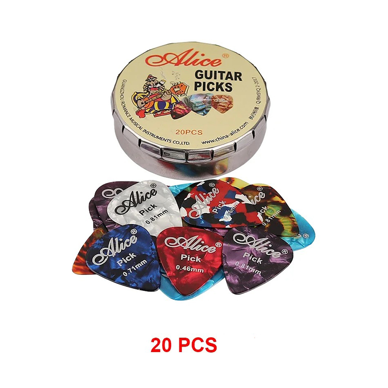 Scatola di metallo con set di plettri in celluloide da 20 pezzi!