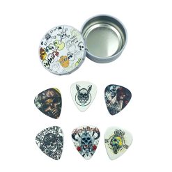 Set di 12 Plettri a Forma di Teschio in Scatola di Metallo - Collezione Death Metal