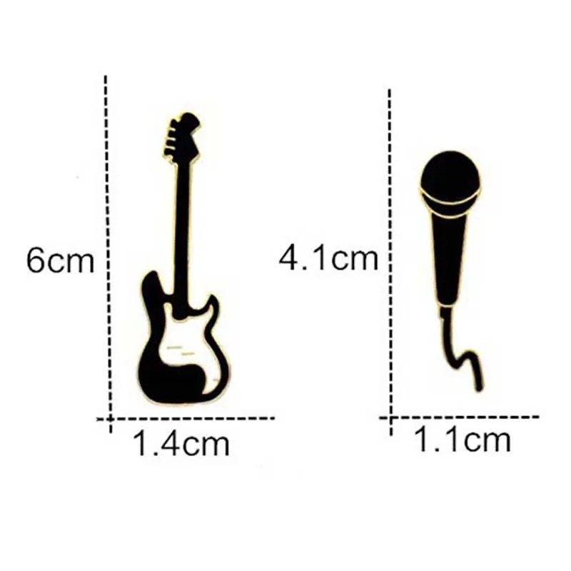 Dimensioni Spilla Smaltata Pins Chitarra Elettrica e Microfono