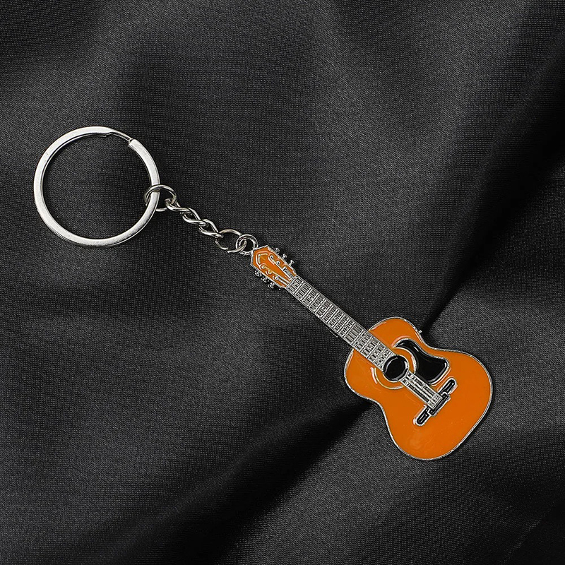 Portachiavi giallo a forma di chitarra classica in lega - 5 colori a scelta!