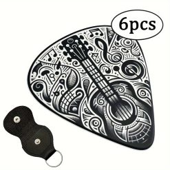 Set di 6 plettri per chitarra neri e Black Psyché - 3 taglie a scelta - con p