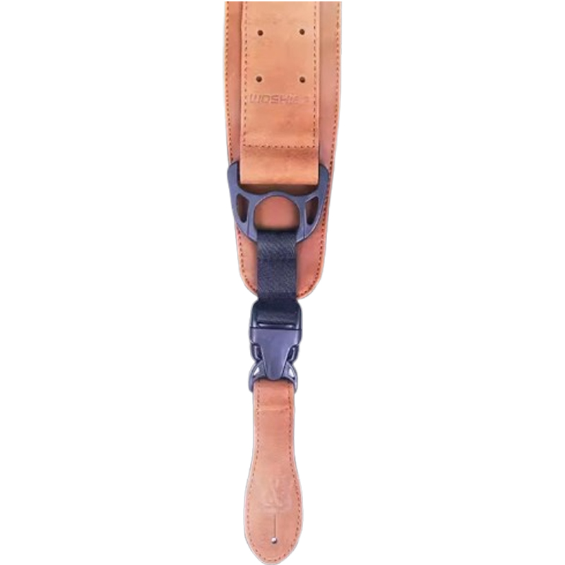 Correa ergonómica para bajo en cuero resistente con hebilla de seguridad de color marrón