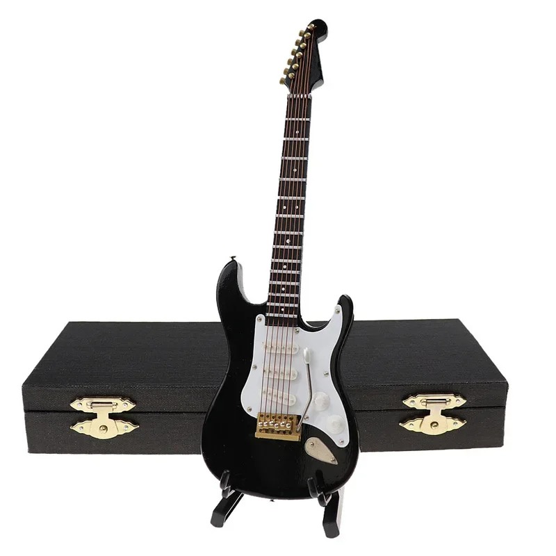 Guitarra eléctrica miniatura en rojo o negro con caja de almacenamiento de color negro