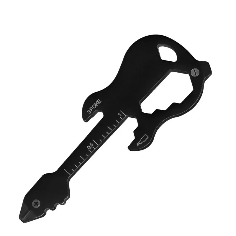 Portachiavi Multifunzione a forma di Chitarra (apribottiglie, cacciavite, righello, ecc...) di colore Nero