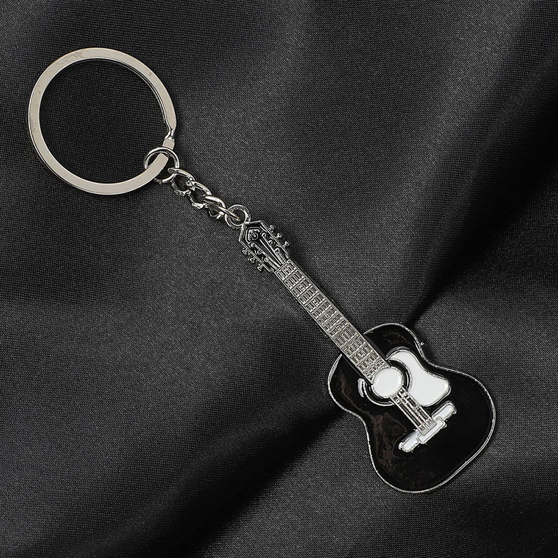Portachiavi nero a forma di chitarra classica in lega - disponibile in 5 colori a scelta!