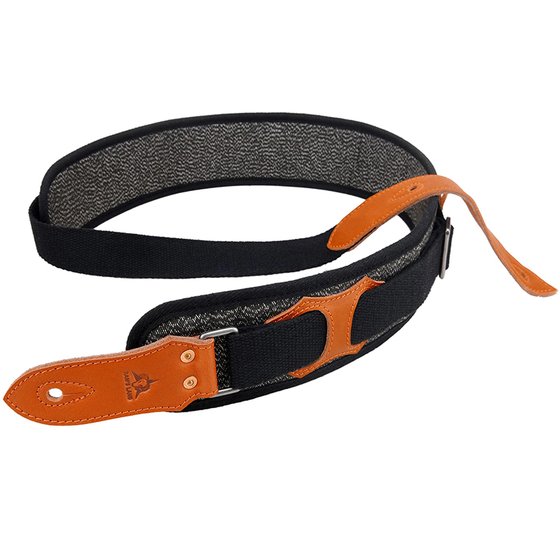 Cinghia per Bassi Comfort Urbano in Vera Pelle di Colore Nero