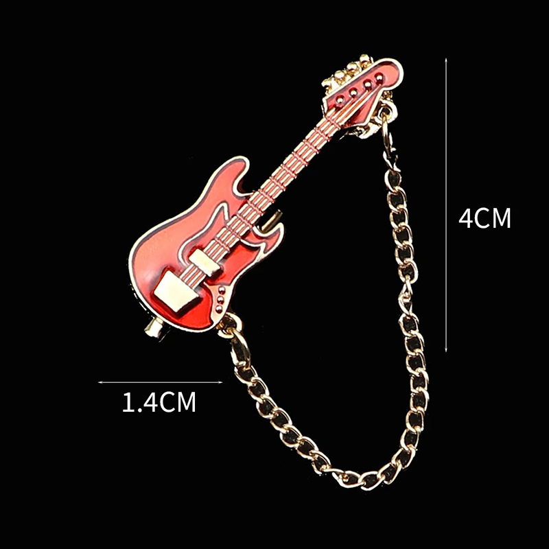 Spilla Smaltata a Forma di Chitarra Elettrica con Catena - 6 colori a scelta - colore Arancione