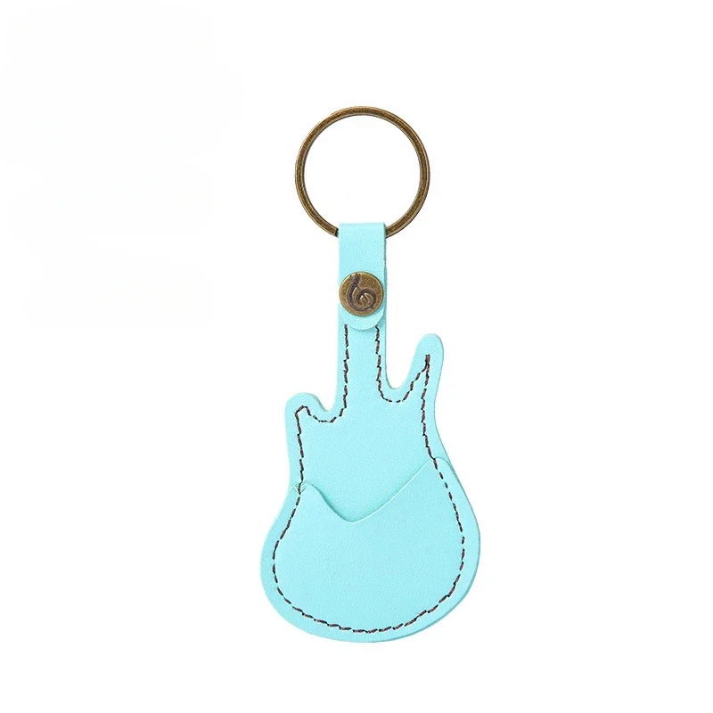 Portachiavi Chitarra con Custodia per Plettri di Colore Blu