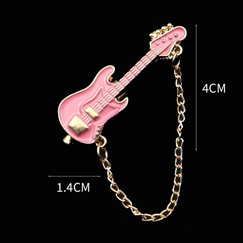 Spilla Smaltata a Forma di Chitarra Elettrica con Catena - 6 colori a scelta - colore Rosa