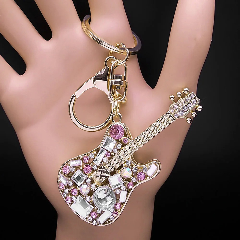 Portachiavi Chitarra Elettrica Strass - 3 colori a scelta - colore rosa