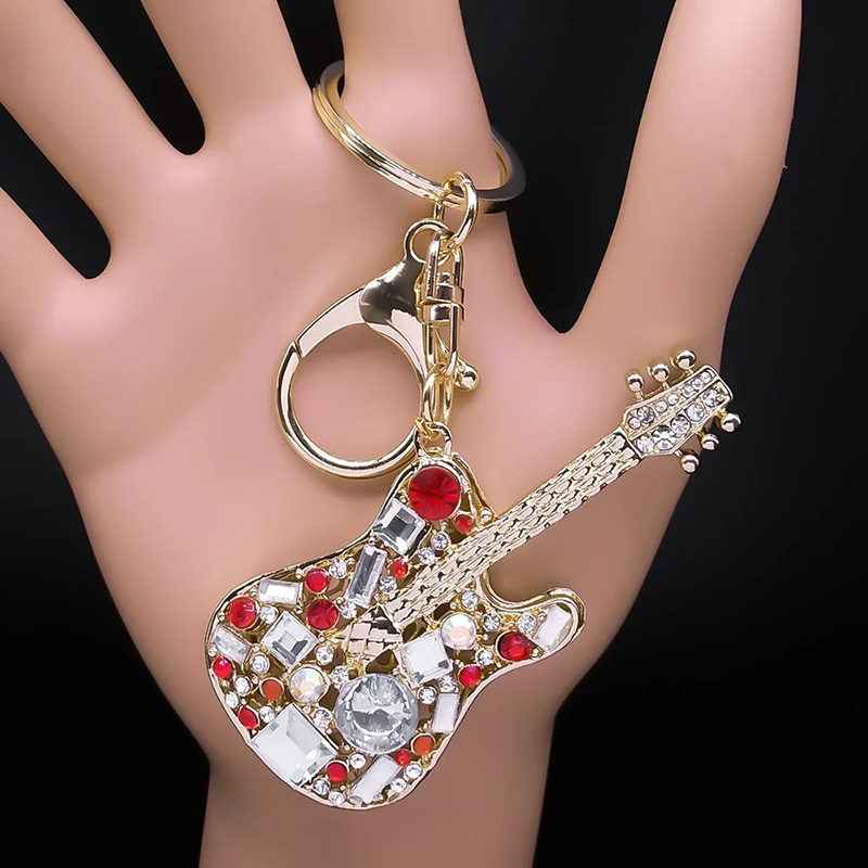 Portachiavi Chitarra Elettrica Strass - 3 colori a scelta - colore rosso