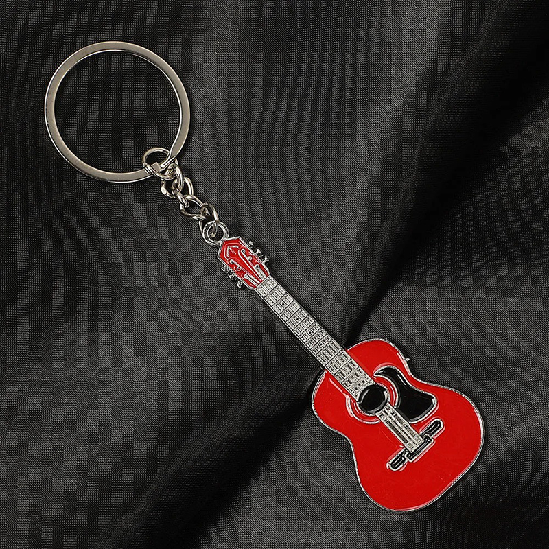 Portachiavi rosso a forma di chitarra classica in lega - 5 colori a scelta!