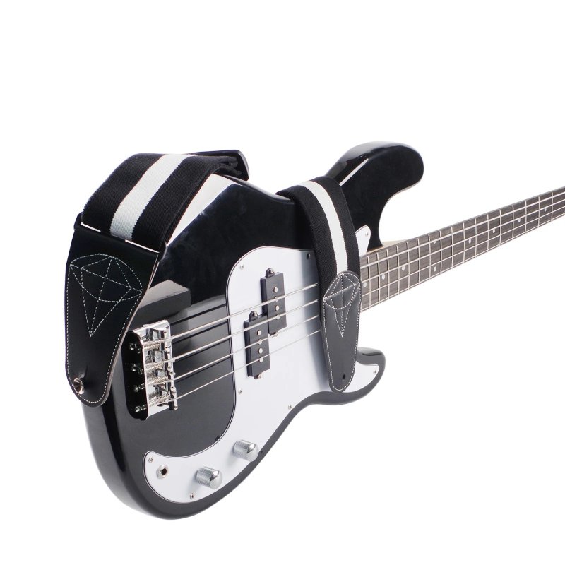Magnifica Tracolla per Chitarra e Basso 'Stripes Rock' - Classica ed Energica di colore nero e bianco