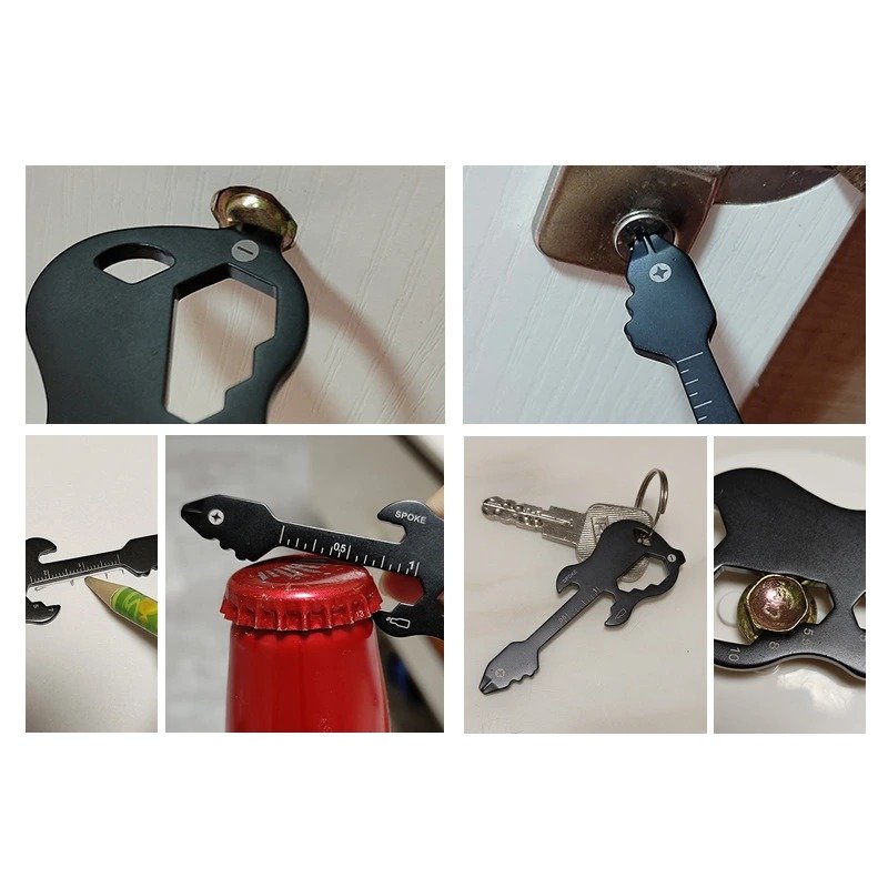 Utilizzi del Portachiavi Chitarra Multifunzione (apribottiglie, cacciavite, righello, ecc...)