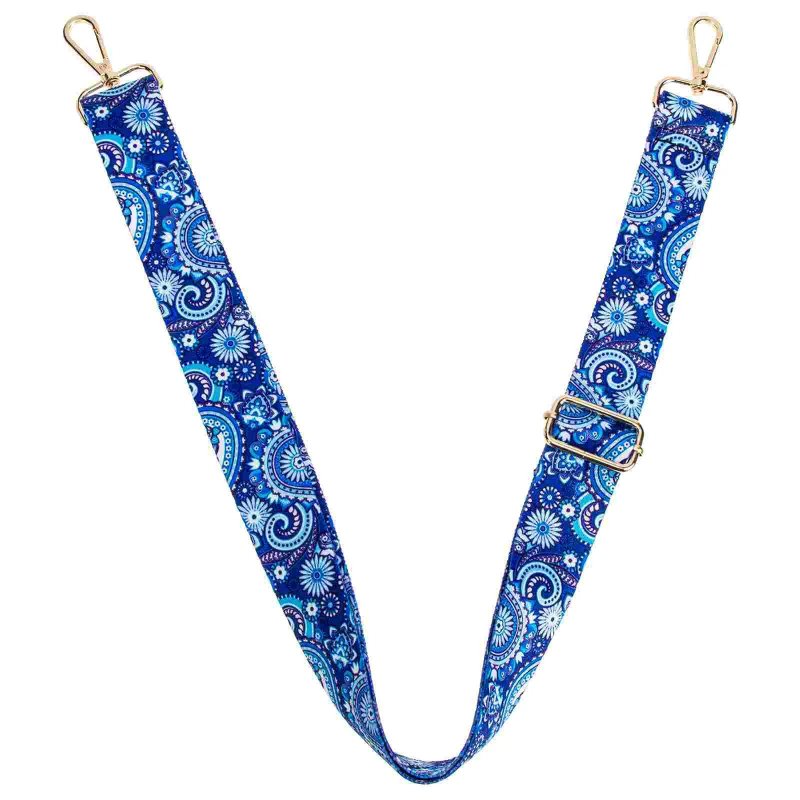Vue détailée de la Sangle Banjo Bleu Paisley Motif Floral Vintage