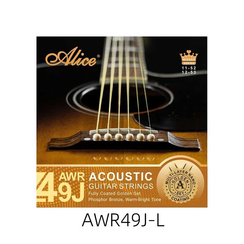 Cuerdas Ligeras para Guitarra Acústica - Conjunto Completamente Chapado en Oro, Bronce Fosforado
