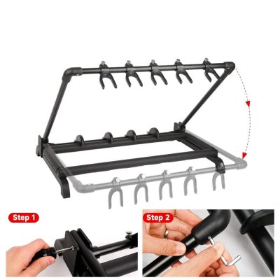 détails du Support Multi-Guitares Pliable - 3 Instruments Électriques et Acoustiques