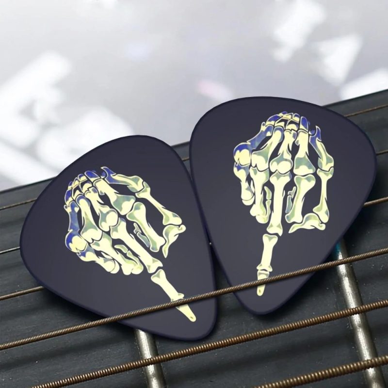 Set di 12 Plettri per Chitarra con Dito Medio di Scheletro 'Accordo Finale