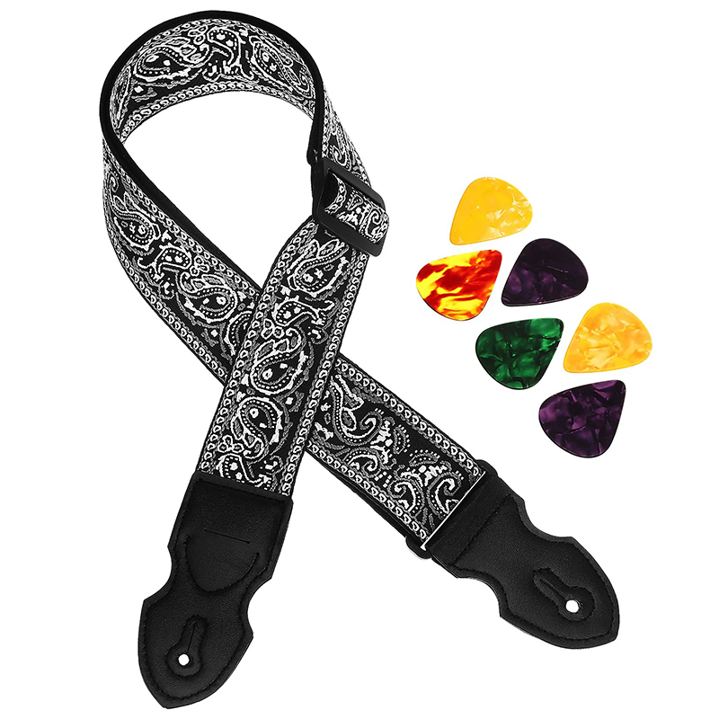 Cinghia per Chitarra Rock 'Eleganza Paisley Nero