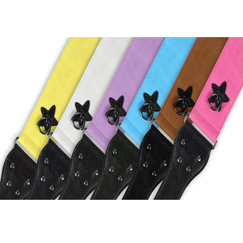Tracolla per chitarra in cotone con anello di sospensione a forma di stella - 6 colori a scelta!