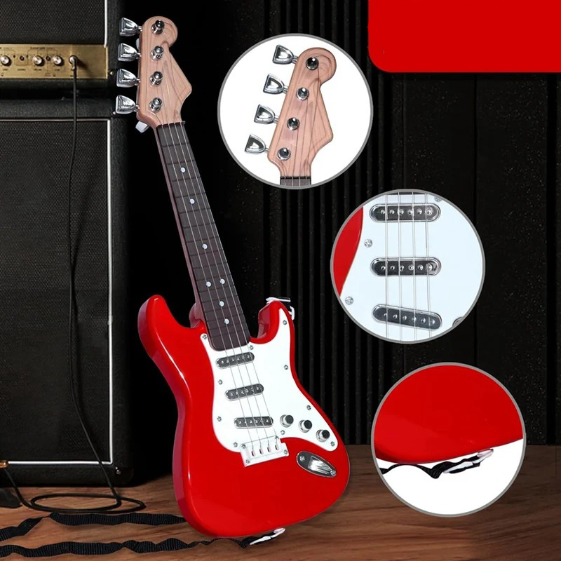 Dettagli Magnifica chitarra elettrica rossa per bambini - 43 cm