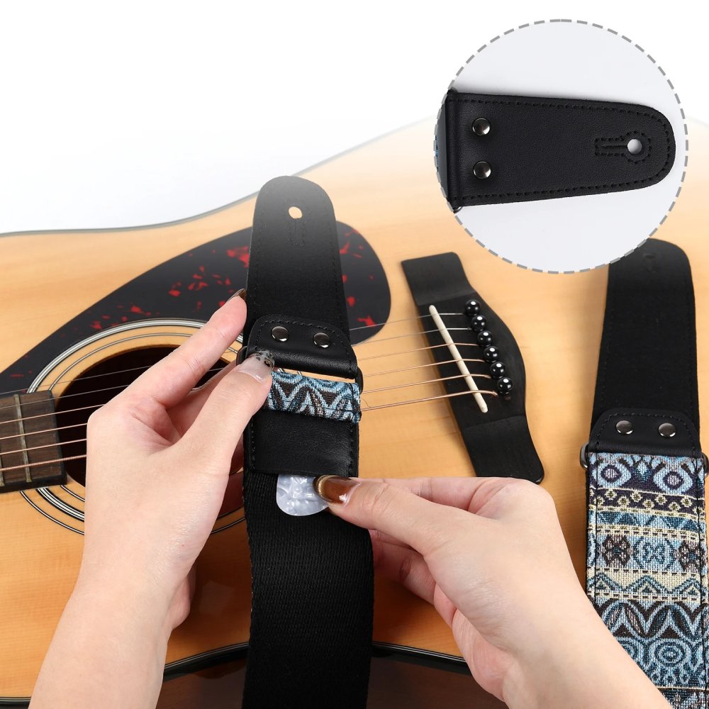 Dettagli completi della Cinghia per Chitarra Vintage 'Geometria Fredda