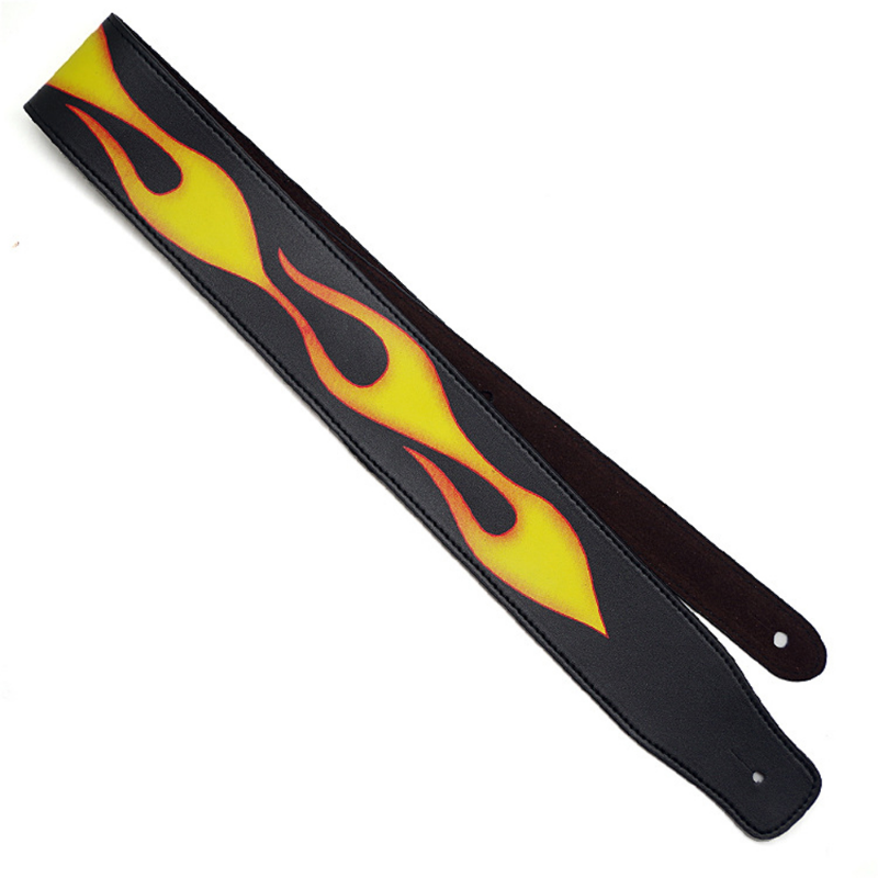 Dettagli della Tracolla per Chitarra con Fiamme e Lame di Fuoco