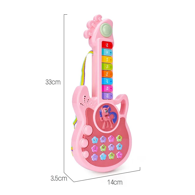 Dimensioni Chitarra per bambini - Tematica ludica - "Mini Rock Unicorno" - 2 colori a scelta!