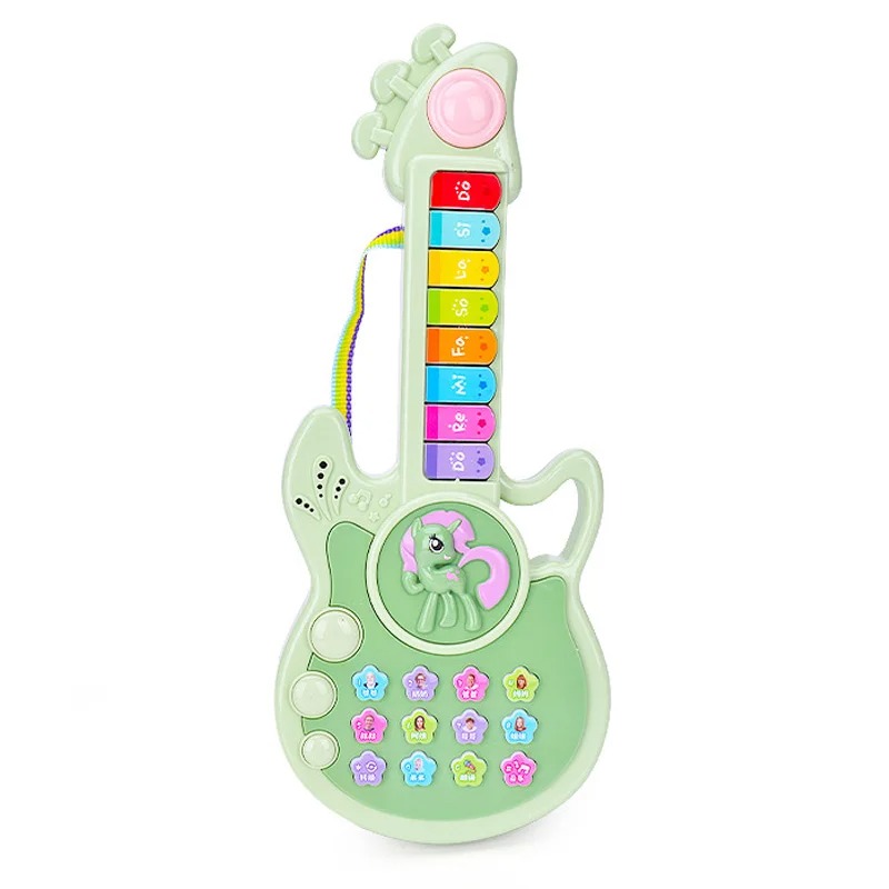 Chitarra per bambini - Tematica ludica - "Mini Licorne Rock" Colore Verde
