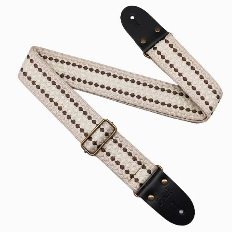 Tracolla per Chitarra Classica - Motivo Vintage Colore Bianco