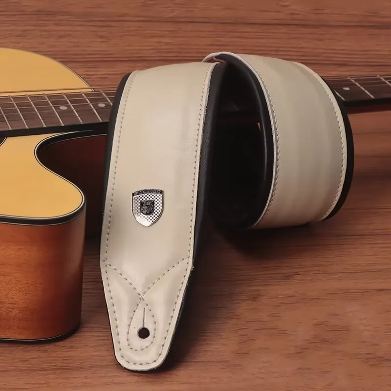 Tracolla per Chitarra in Pelle Prestige - Vintage Classico in Pelle Premium - colore beige