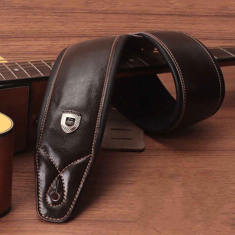 Tracolla per Chitarra in Cuir Prestige - Vintage Classico in Cuir Premium - colore marrone