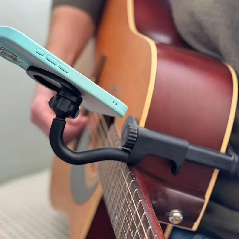 Panoramica Supporto per Telefono per Chitarra - Clip Universale Regolabile a Mani Libere