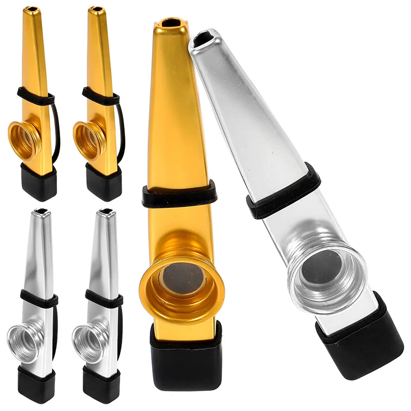 Avant Set di 6 Kazoos in Metallo - Scintillii Dorati & Argentati (Classici con Suono Chiaro e Brillante) - ideale per scuole
