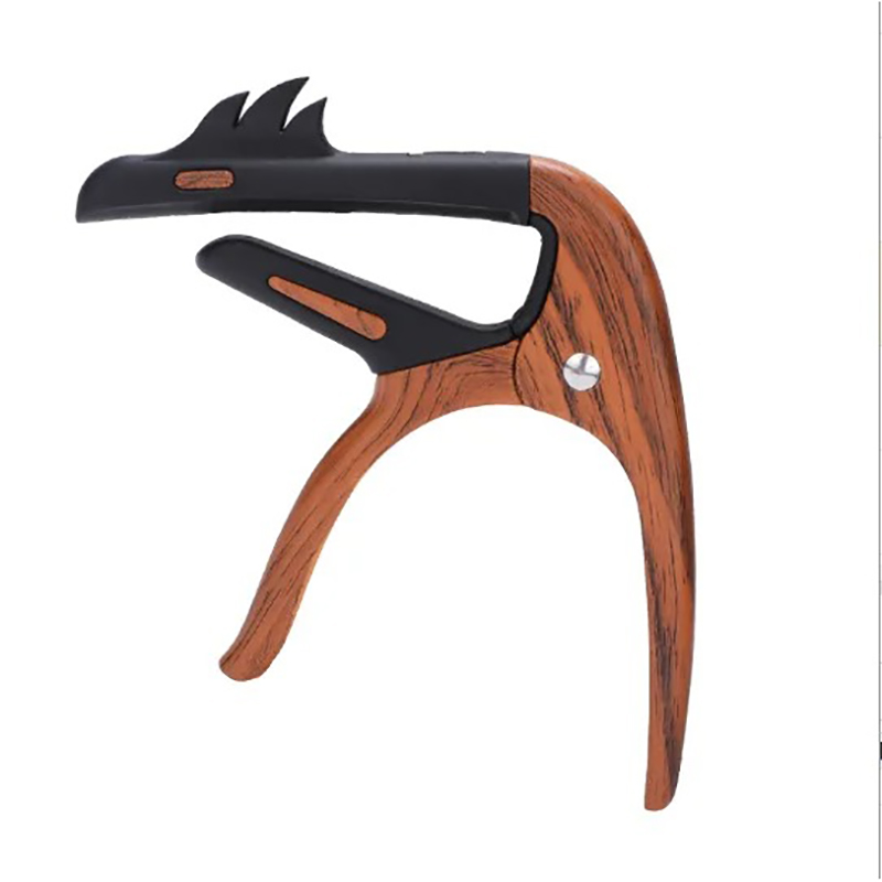 Diseño de Capodastro de Guitarra con Flamenco Rosa - Cierre de Metal + 3 Púas de Regalo en Color Madera