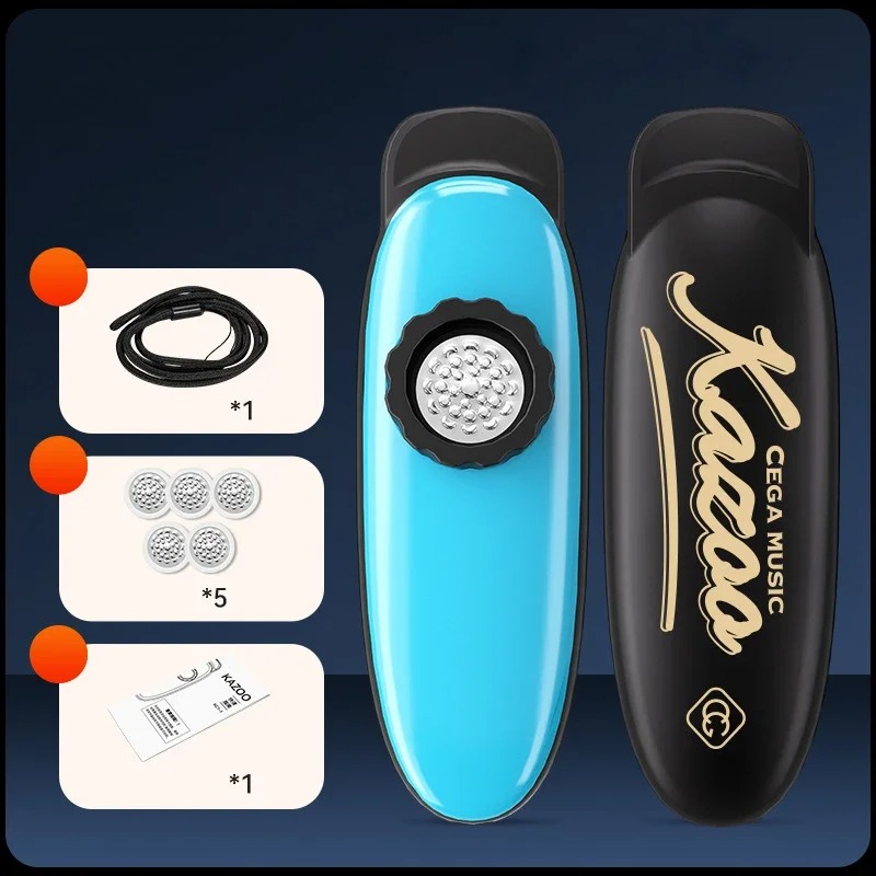 Kazoo Classico Tubo Unico con Suono Puro (Suono Chiaro e Minimalista) - ideale per principianti Colore Blu