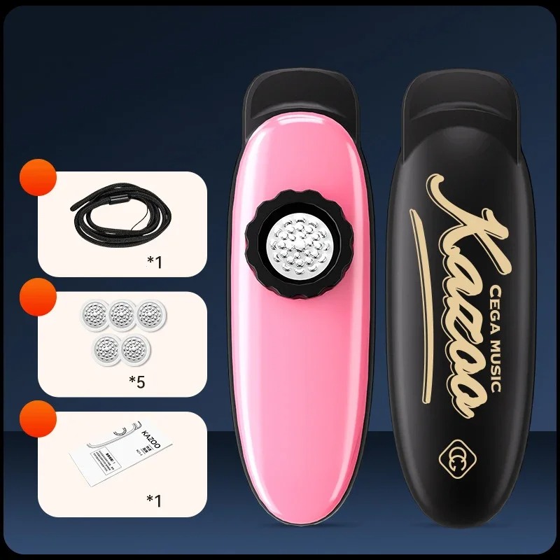 Kazoo Classico Tubo Unico con Suono Puro (Suono Chiaro e Minimalista) - ideale per principianti Colore Rosa