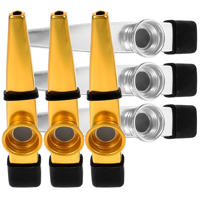 Set di 6 Kazoos in Metallo - Scintillii Dorati & Argentati (Classici con Suono Chiaro e Brillante) - ideale per le scuole!