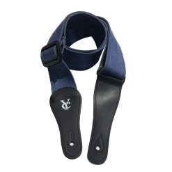 Magnifica Tracolla per Chitarra in Denim - Blu Indaco Grezzo