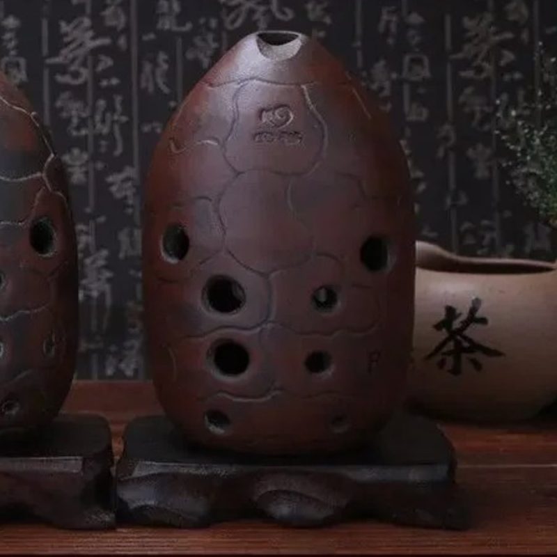 Magnifico Xun in Ceramica a 10 Fori (埙) Spirito della Terra - Doppia Cavità - Tono F o G