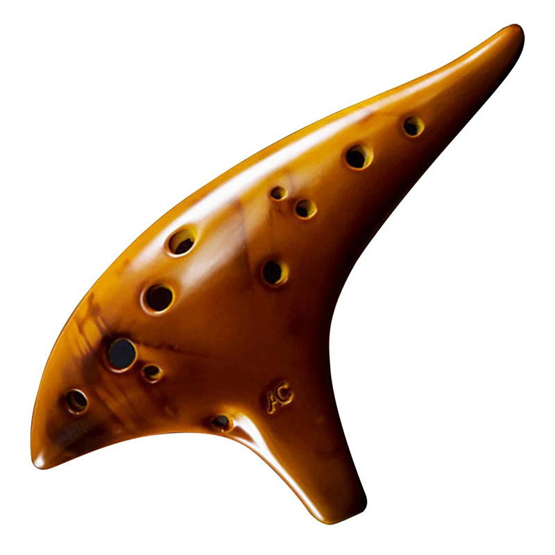 Ocarina 12 Fori Alto C - Strumento a Fiato in Resina per Principianti e Musicisti Esperti (Stile Zelda) Colore Marrone