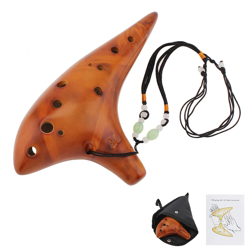 Ocarina in Ceramica a 12 Fori - Melodia degli Elementi Colore Marrone