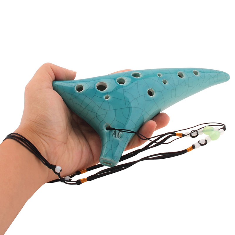 Ocarina in Ceramica a 12 Fori - Melodia degli Elementi Colore Verde Menta