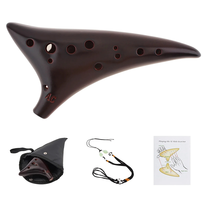Ocarina in Ceramica a 12 Fori - Melodia degli Elementi Colore Legno