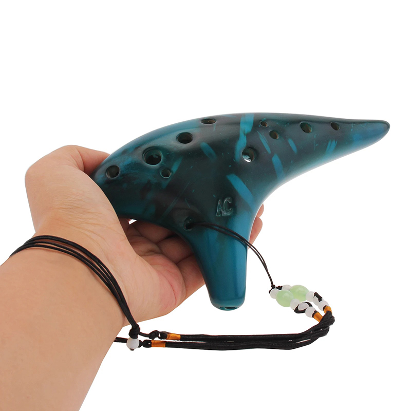 Ocarina in Ceramica a 12 Fori - Melodia degli Elementi Colore Blu