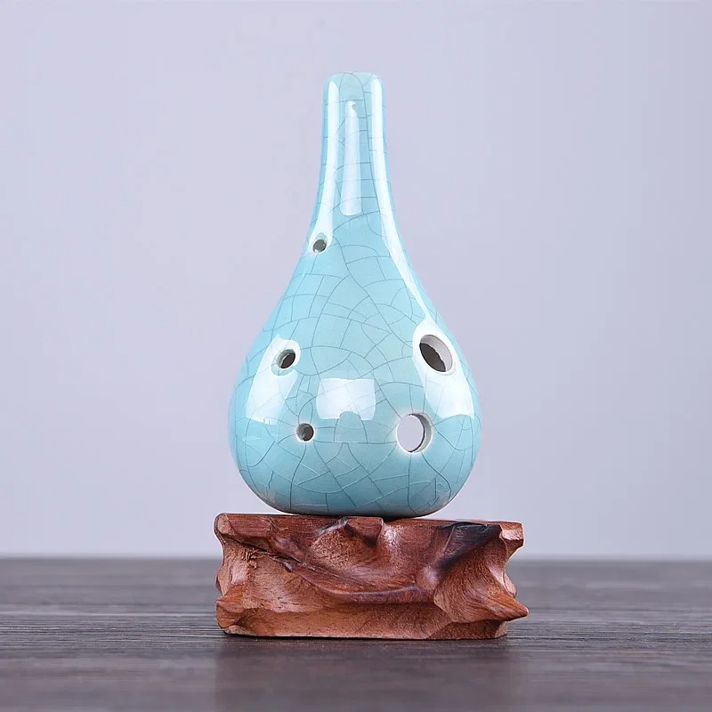 Ocarina Goccia di Ceramica - Suono Zen Elegante Colore Blu Cielo