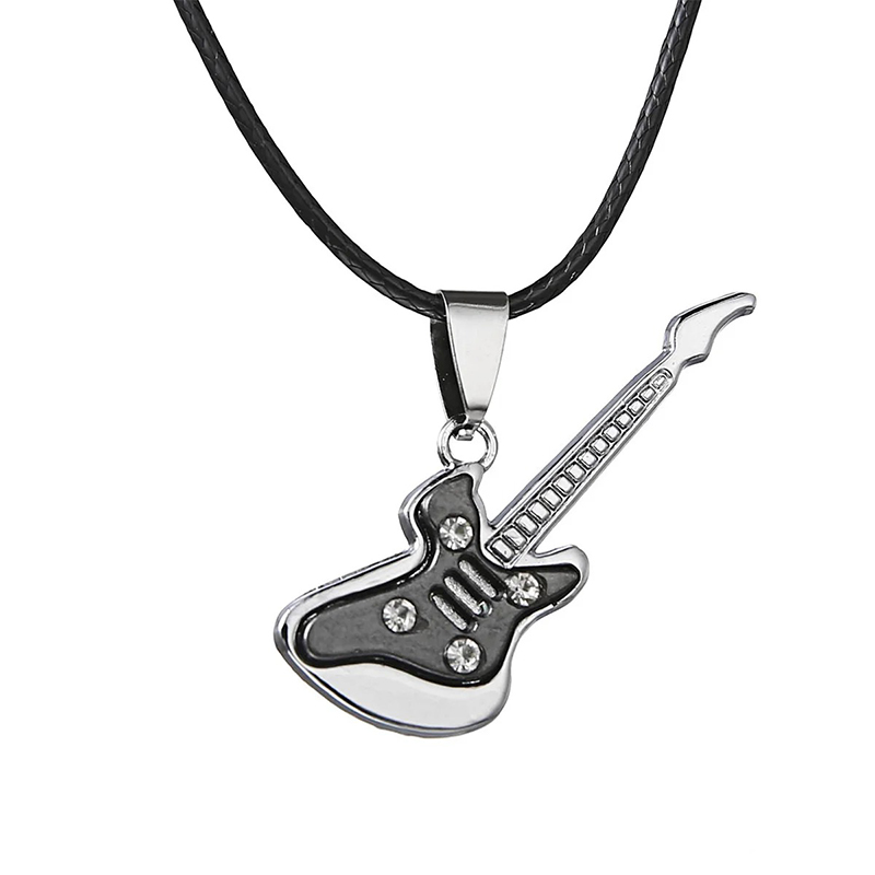 Ciondolo Chitarra Rock 'Crystal Jam' di Colore Nero
