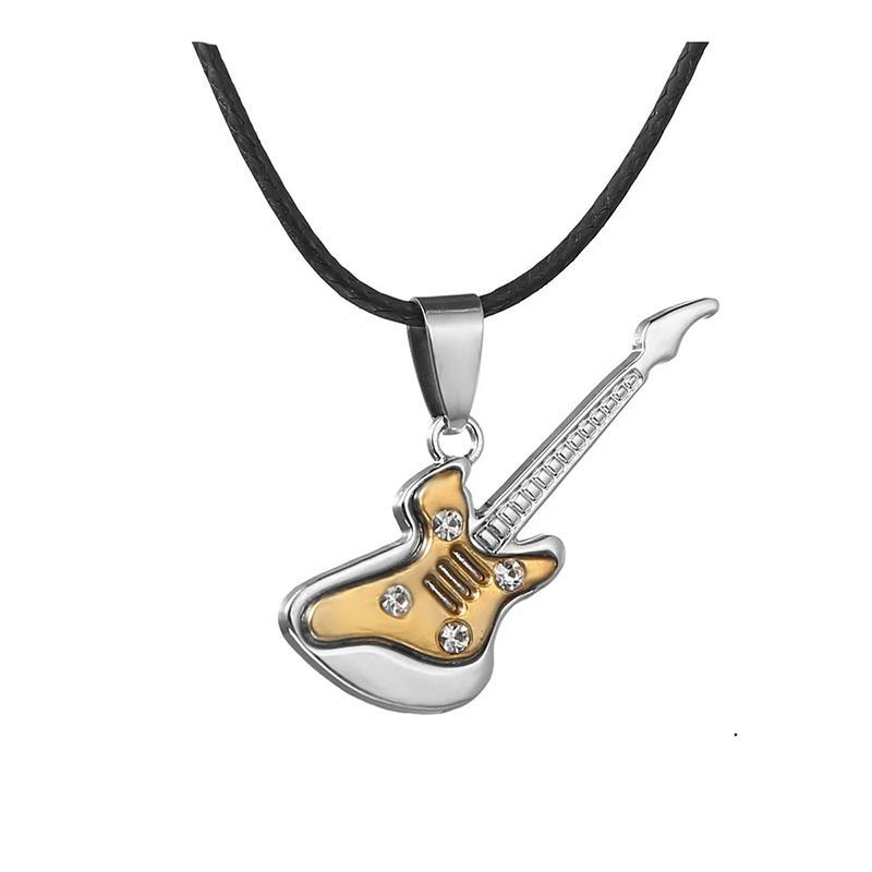 Ciondolo Chitarra Rock 'Crystal Jam' di colore oro