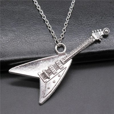 Ciondolo Chitarra Rock - Flying V Argentato